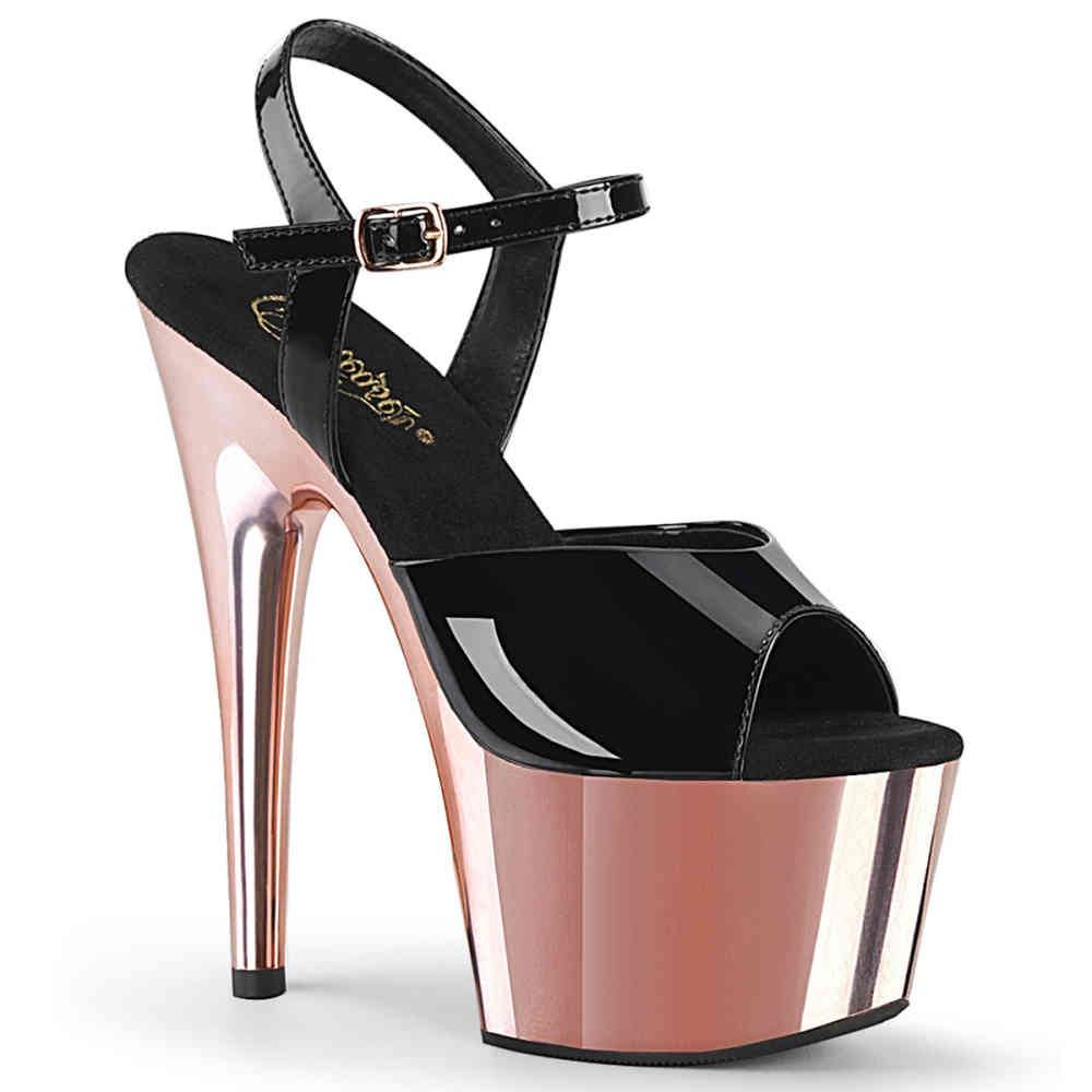 Pleaser - ADORE709 KnöchelriemenSandale, Poledance Schuhe - Pole dance schuhe - Schwarz/Rosa Product image